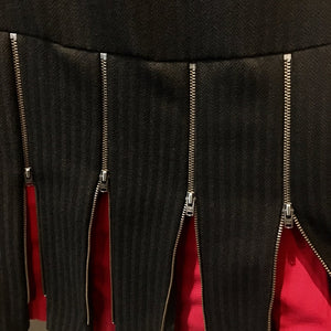Bromeliad Zip Skirt | blk self stripe.red