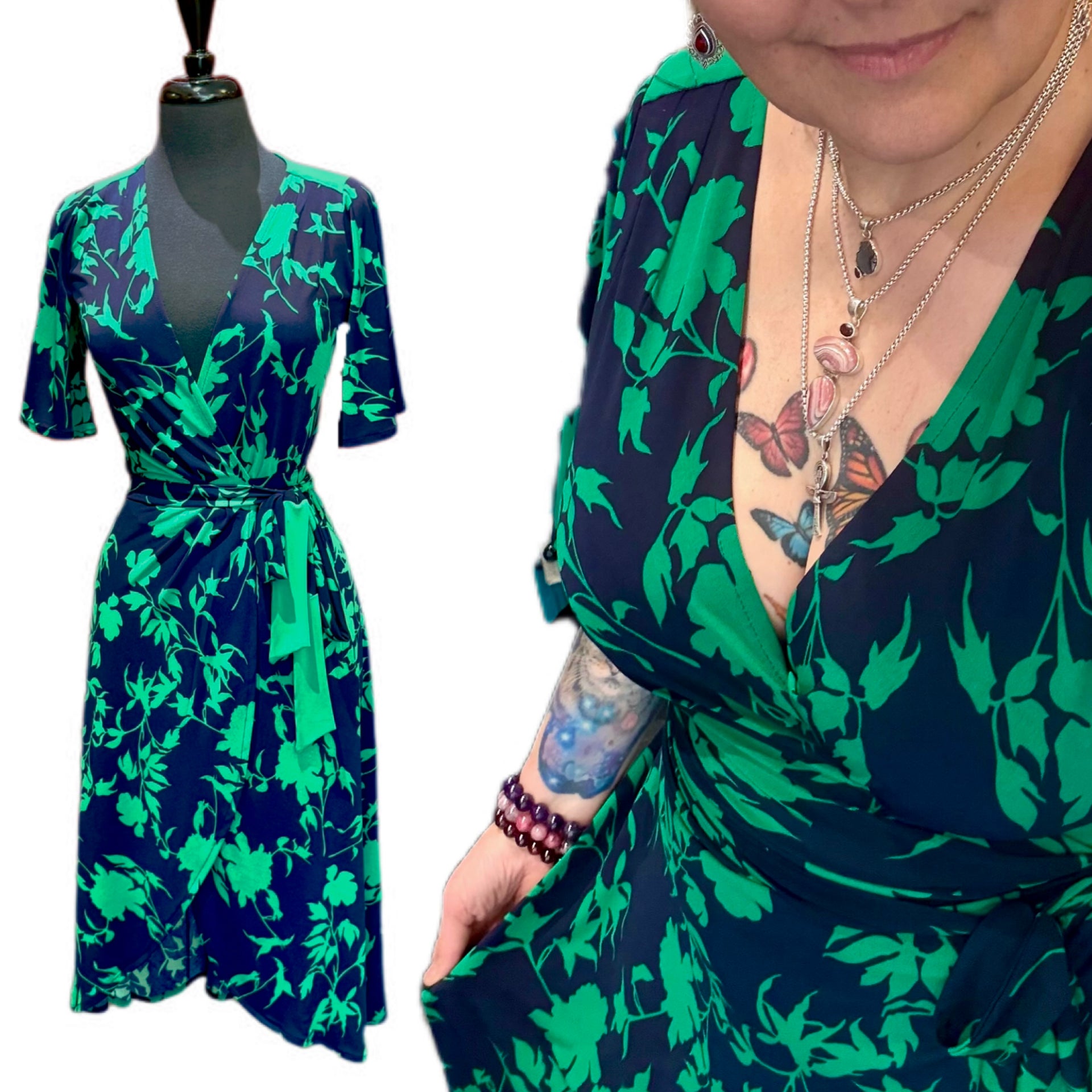 RAQUEL WRAP DRESS | Emerald Leaf