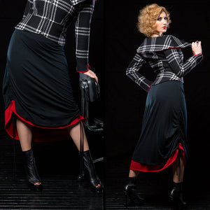 Proscenium Drawstring wool skirt | blk.red