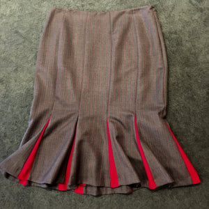 Governess skirt grey pinstripe.red