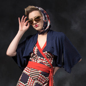 Puccini Cropped Kimono | navy